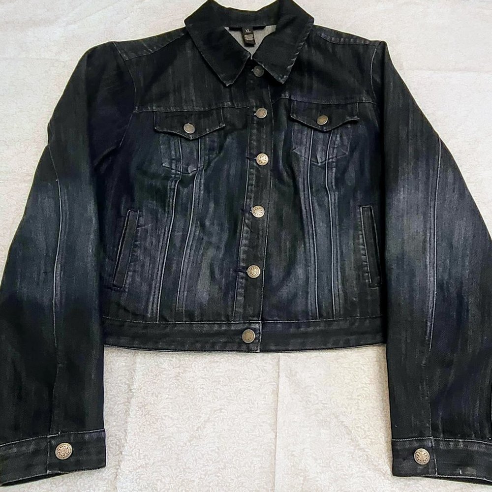 INC International Concepts Blue Demin Cropped Jacket - XL